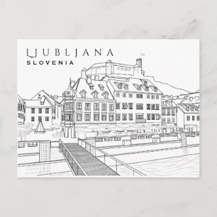 Carte postale de dessin Ljubljana
