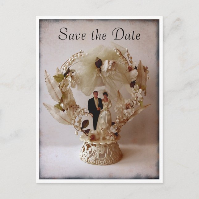 Carte postale de dessus de gâteau de mariage vinta (Devant)