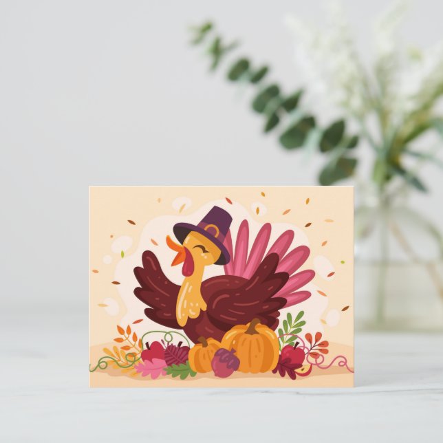 Carte postale de dinde de Thanksgiving (Debout devant)