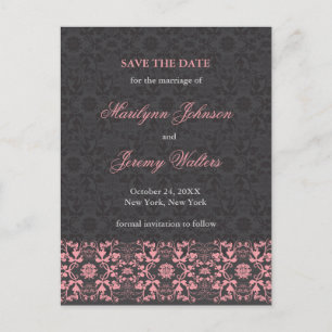 Carte postale de faire-part de Damas tournoyant en