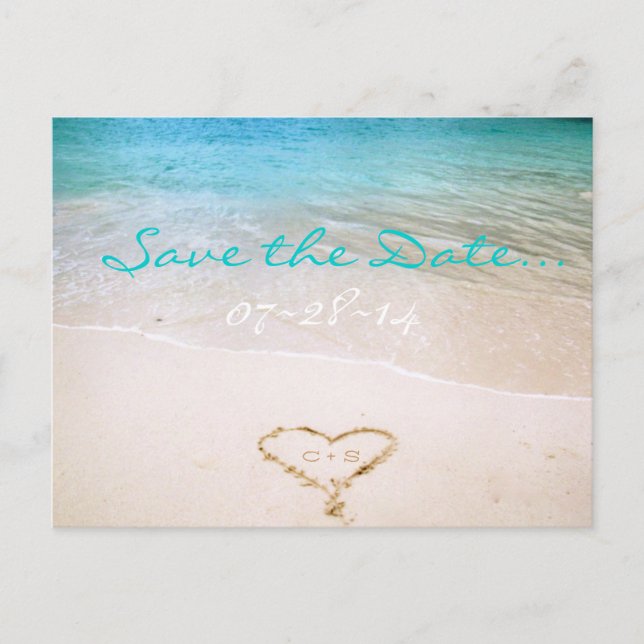 Carte postale de faire-part de mariage à la plage  (Devant)