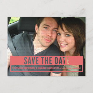 Carte postale de faire-part de mariage moderne rou