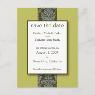 Carte postale de faire-part de mariage Olive Baroq
