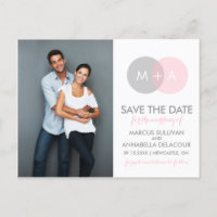 Carte postale de faire-part de monogramme de cercl