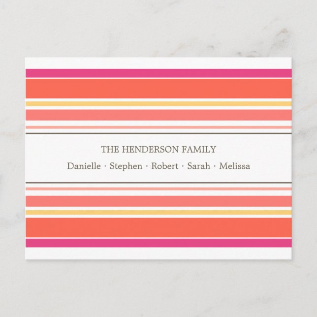 Carte postale de famille Orange & Rose Candy Strip (Devant)