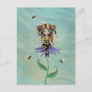 Carte postale de fée abeille à miel mignonne