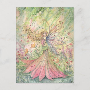 Carte postale de fée de fleur d'été