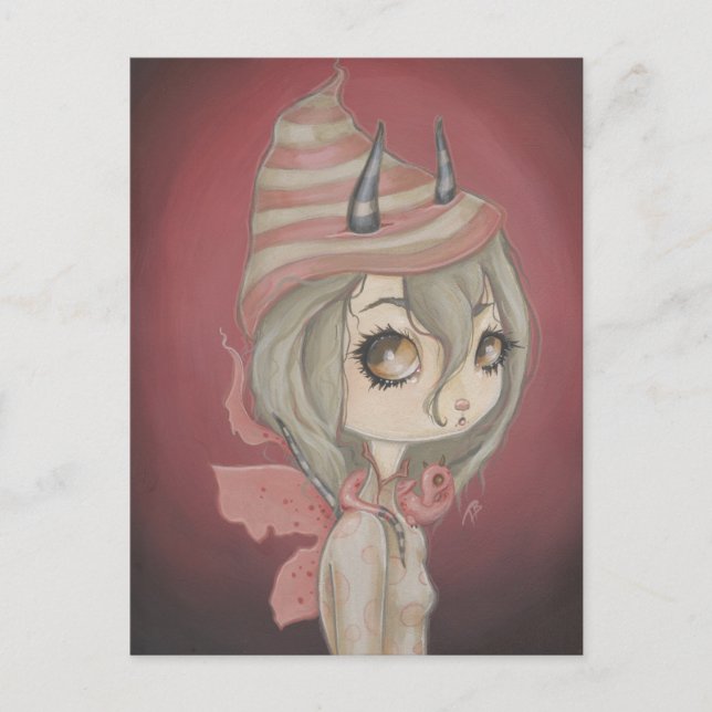 Carte postale de fée dragon rose (Devant)