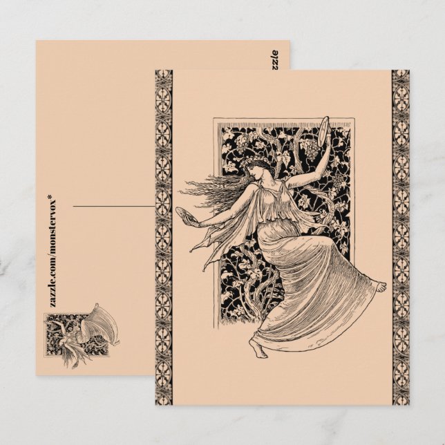 Carte postale de femme vintage dansant (Devant / Derrière)