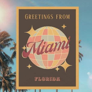 Carte postale de fête rétro vintage de Miami Flori