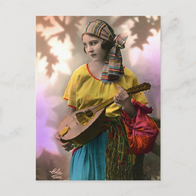 Carte postale de fille tzigane colorée (Devant)