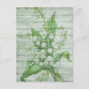 carte postale de fleurs de bois vert
