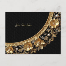 Carte postale de fleurs dorées ornées
