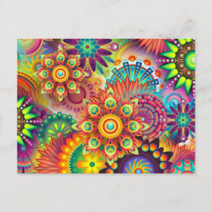 carte postale de fleurs psychédéliques
