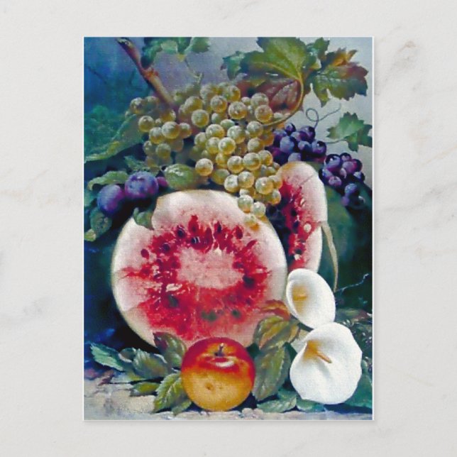 Carte Postale De fruit de pastèque de raisin d'Apple toujours la (Devant)