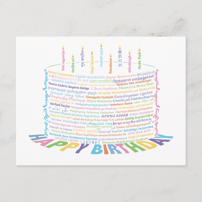 Carte postale de gâteau d'anniversaire Wor(l)d (Devant)