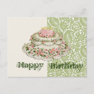 Carte postale de gâteau vintage pour anniversaire