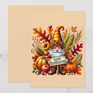 Carte postale de gnome de Thanksgiving joyeux sais