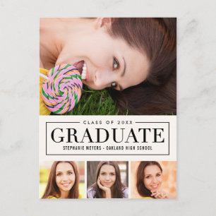 Carte postale de graduation de couleur modifiable 