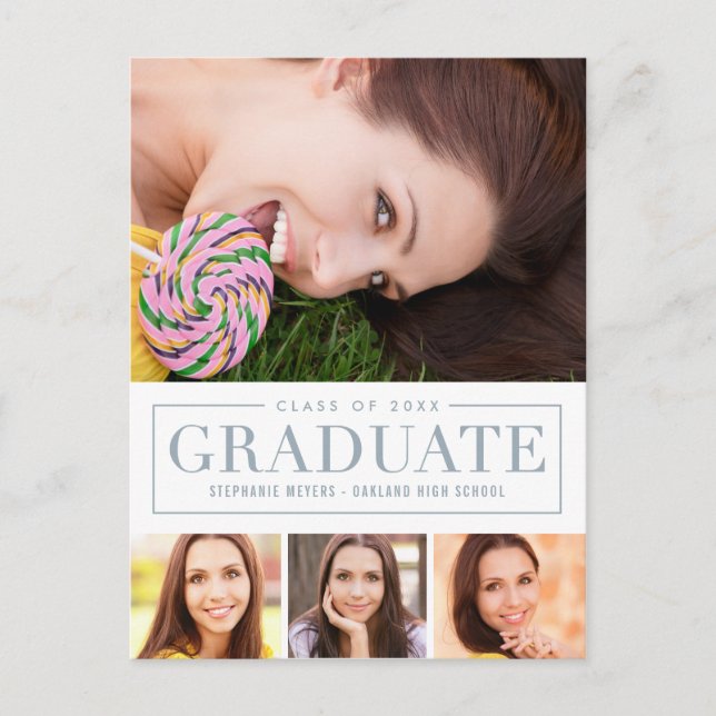 Carte postale de graduation de couleur modifiable  (Devant)