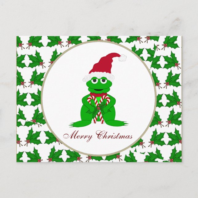 Carte postale de grenouille de Joyeux Noël (Devant)