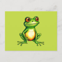 Carte postale de grenouille verte mignonne