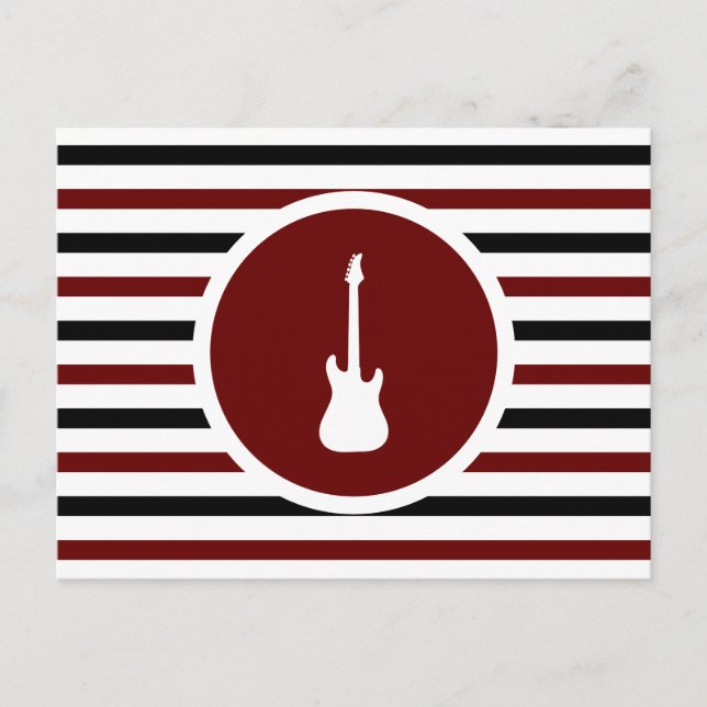 Carte postale de guitare électrique chic rayé (Devant)