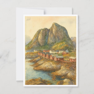 Carte postale de Hamnøy, îles Lofoten, Norvège