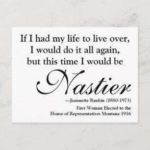 Carte postale de Jeannette Rankin Citation 'Nasty 