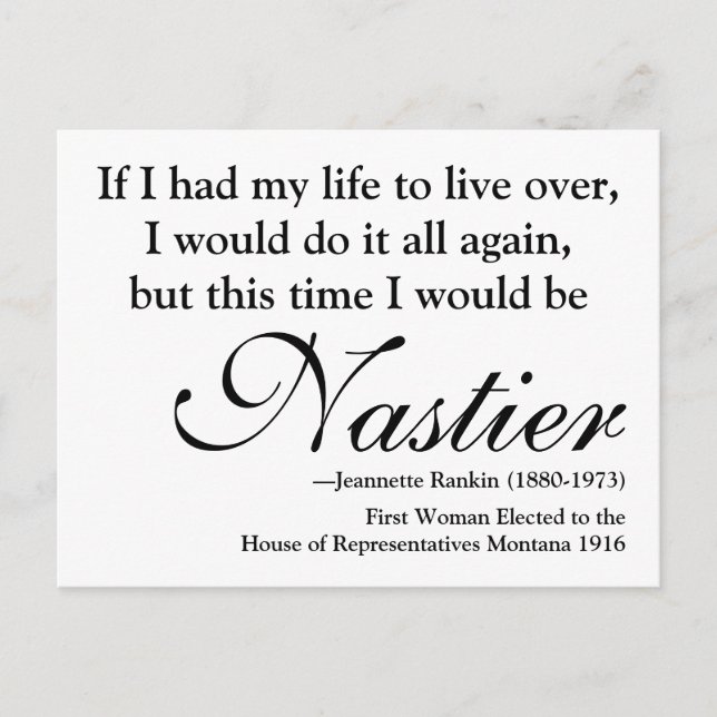 Carte postale de Jeannette Rankin Citation 'Nasty  (Devant)