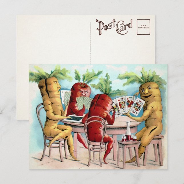 Carte postale de jeu de cartes aux carottes victor (Devant / Derrière)