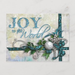 Carte postale de Jeweled Teal and Silver Christmas