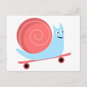 Carte Postale De jolies promenades en escargot sur skateboard