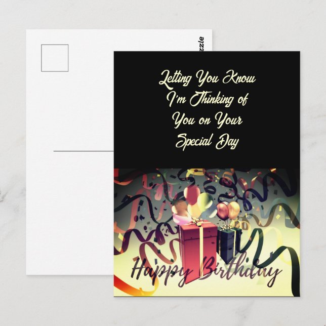 Carte postale de jour spécial pour anniversaire (Devant / Derrière)