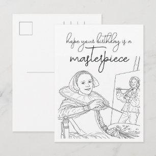 Carte postale de joyeux anniversaire à colorier