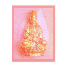 Carte postale de Kwan Yin de Rose-Or