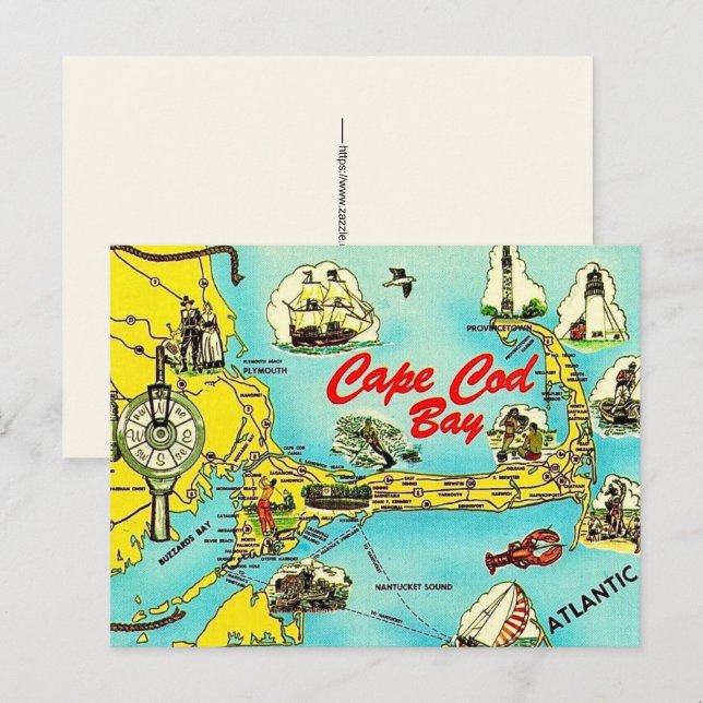 Carte postale de la baie de Cape Cod (Devant / Derrière)