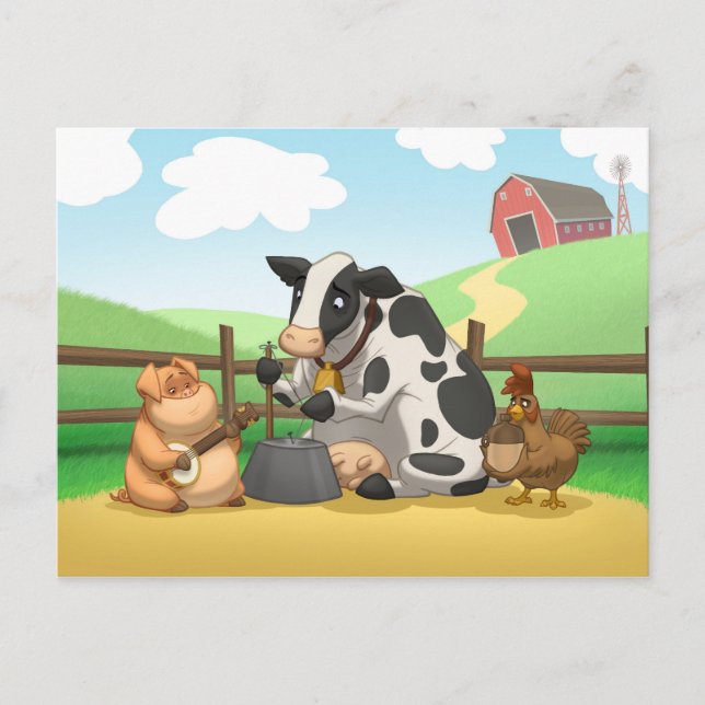 Carte postale de la bande de Jug d'animaux de ferm (Devant)