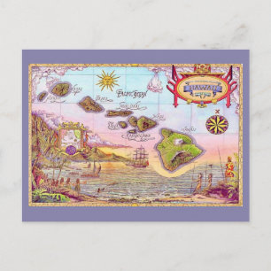 Carte postale de la belle carte des îles hawaïenne