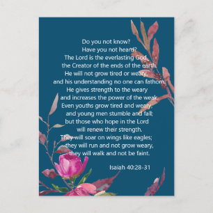 Carte postale de la Bible chrétienne rose bleu