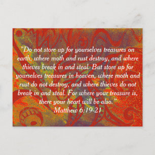 Carte postale de la Bible Matthieu 6:19-21   Rouil