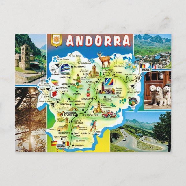 Carte postale de la carte ancienne d'Andorre (Devant)
