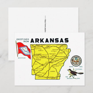 Carte postale de la carte ancienne de l'Arkansas