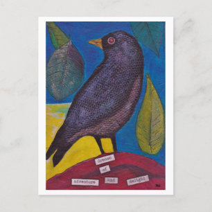 Carte postale de la carte de collage Corbeau noir