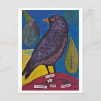 Carte postale de la carte de collage Corbeau noir