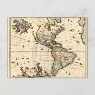 Carte postale de la carte de l'Amérique 1670