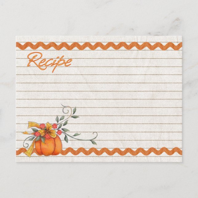 Carte postale de la carte de recette d'automne (Devant)