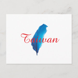 Carte postale de la carte de Taïwan à plume bleue