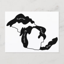 Carte postale de la carte des Grands Lacs du Michi