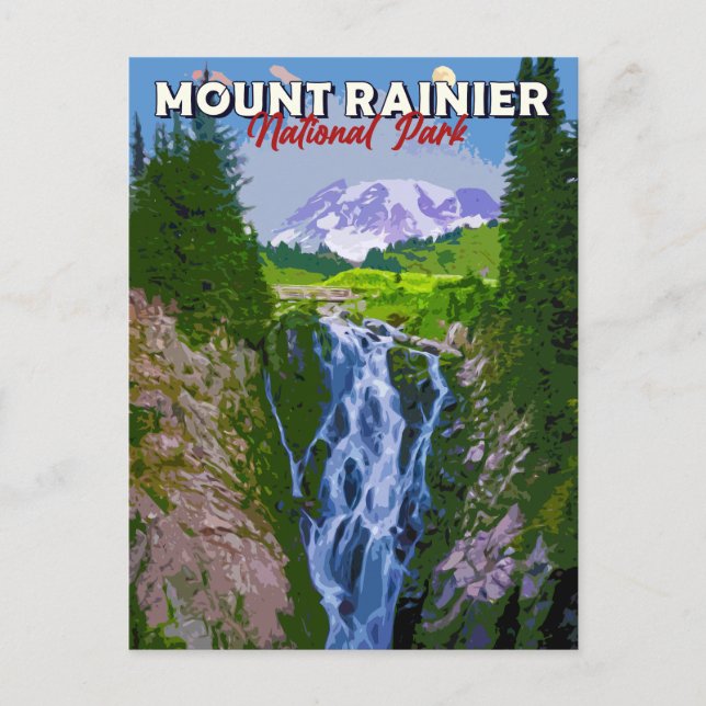 Carte postale de la cascade du paysage du Mont Rai (Devant)